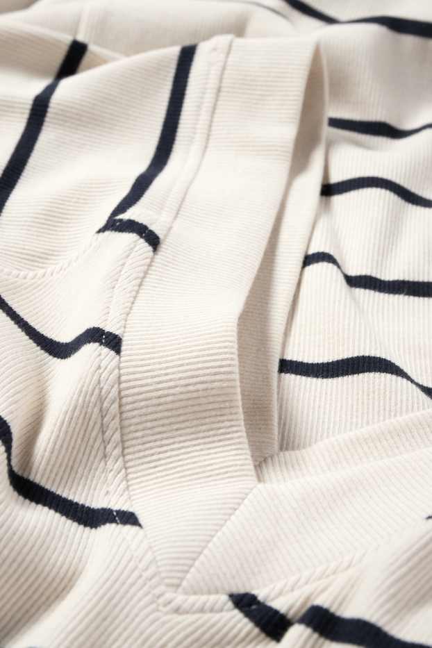 Donna - Vestito bodycon - a coste - a righe - beige