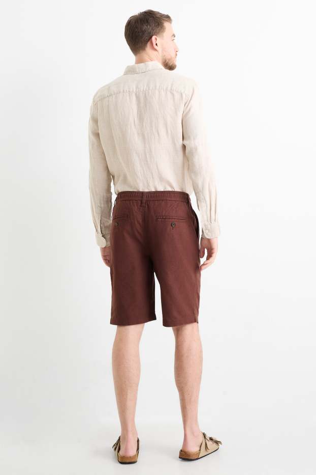 Hommes - Short - lin mélangé - marron