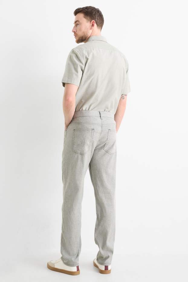 Hommes - Pantalon - regular fit - lin mélangé - gris