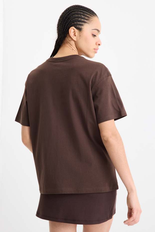 Dona - Samarreta de mànigues curtes - oversized - marró fosc