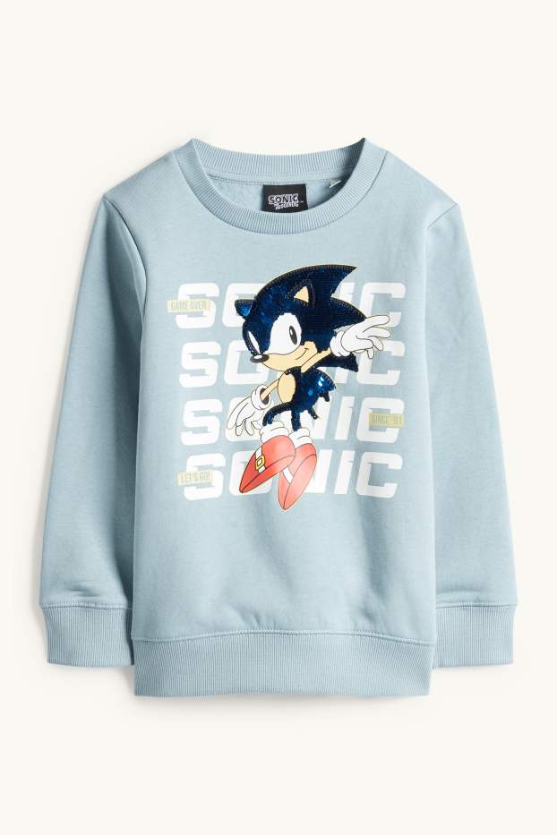 Kinder Jungen - Sonic - Sweatshirt - Glanz-Effekt - helltürkis
