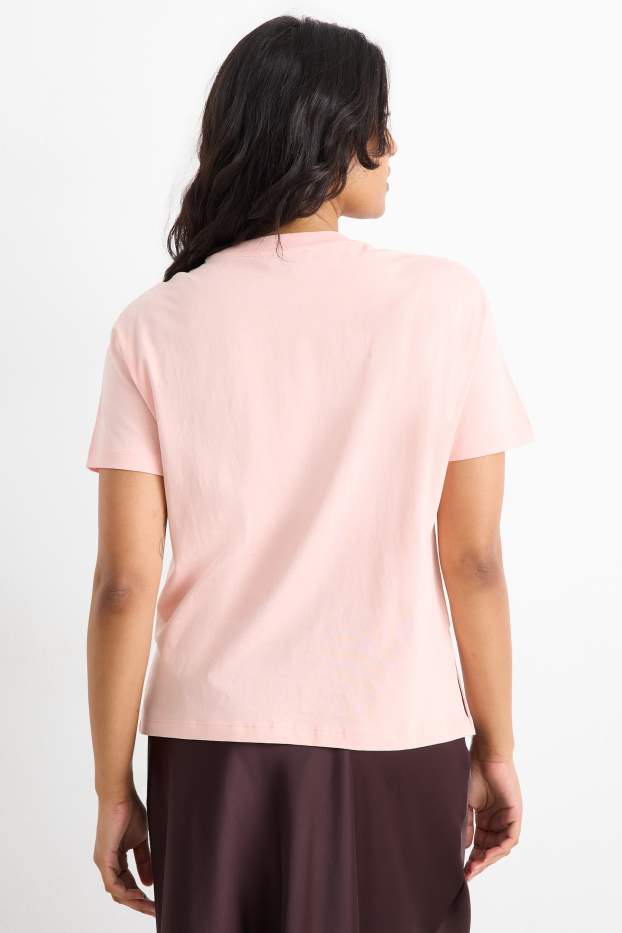 Damen - T-Shirt mit Strasssteinen - Relaxed Fit - rosa