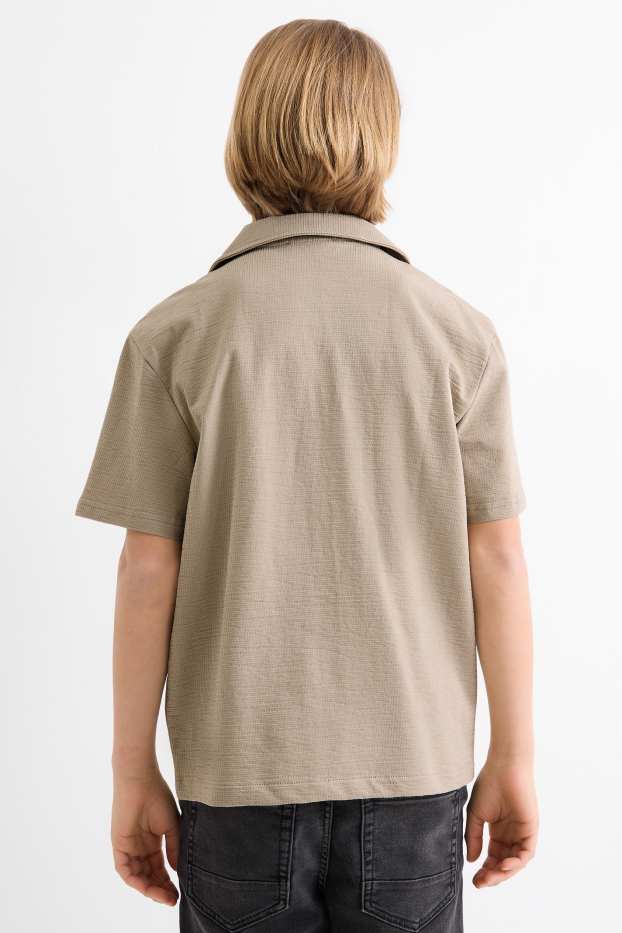 Kinder Buben - Hemd - strukturiert - taupe