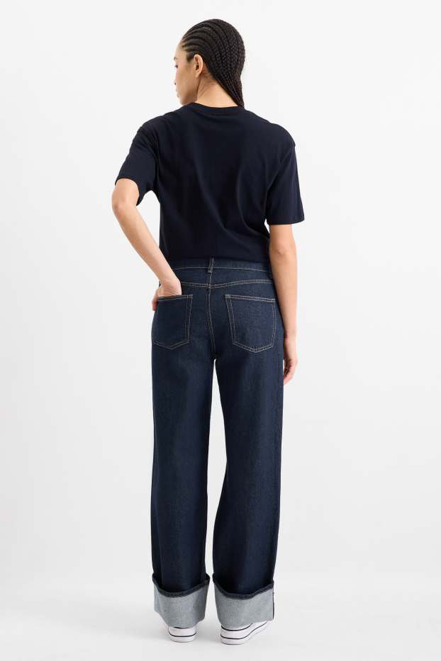 Dames - Baggy jeans - mid waist - donkerblauw