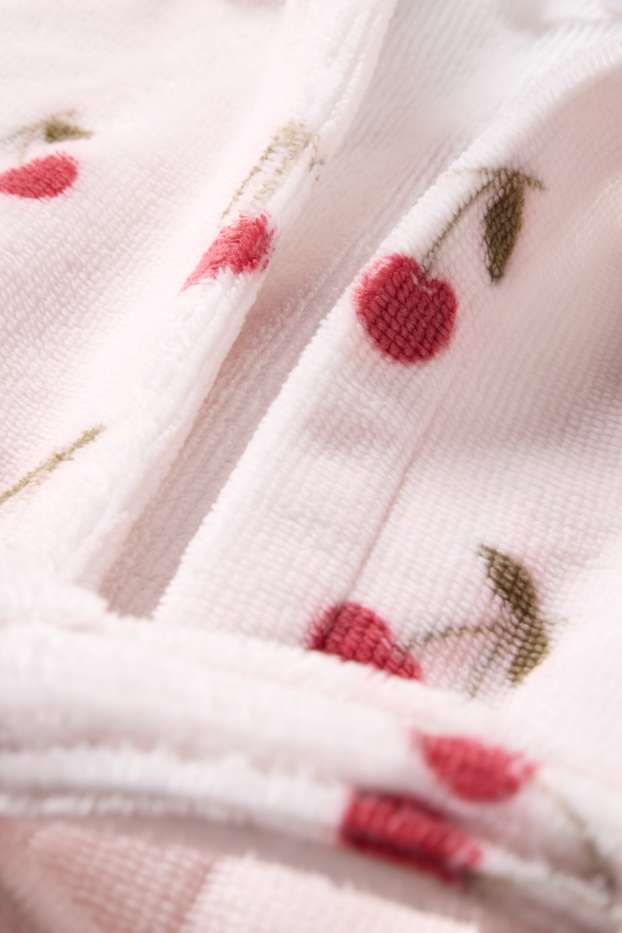 Baby Mädchen - Kirsche - Baby-Frottee-Bademantel mit Kapuze - pink