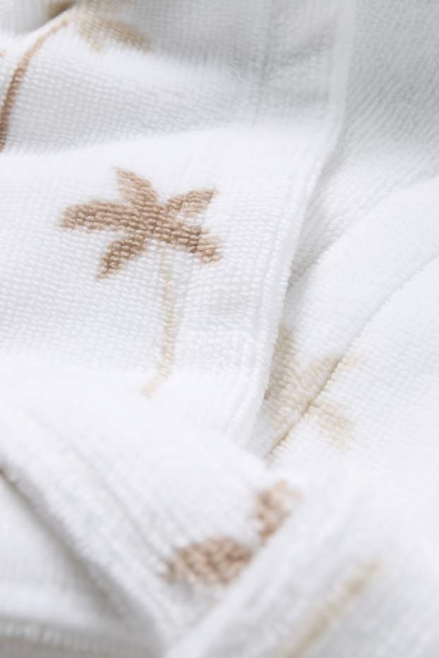 Baby Jungen - Palme - Baby-Frottee-Bademantel mit Kapuze - weiss / beige