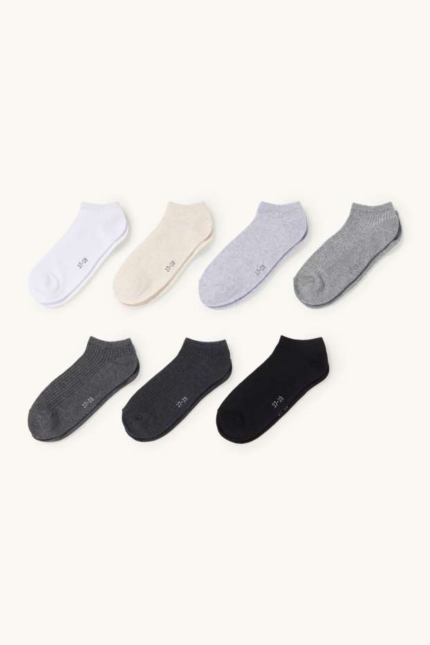 Enfants filles - Lot de 7 paires - socquettes de sport - noir / blanc