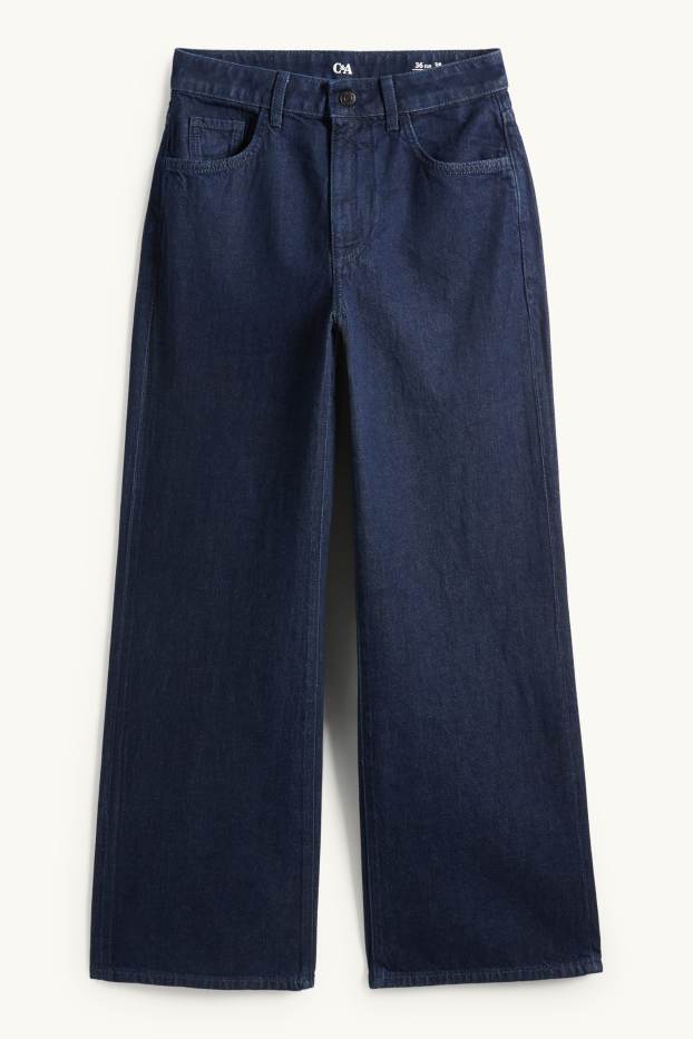 Dona - Wide leg Jeans - mid waist - blau fosc