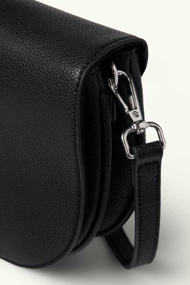 Damen - Umhängetasche mit abnehmbarem Taschengurt - Lederimitat - schwarz