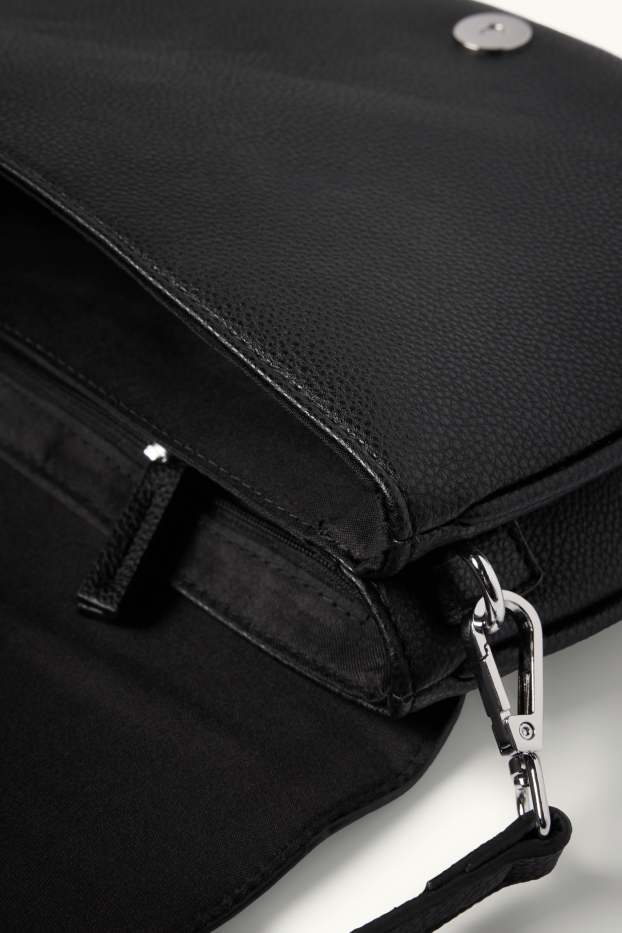 Damen - Umhängetasche mit abnehmbarem Taschengurt - Lederimitat - schwarz