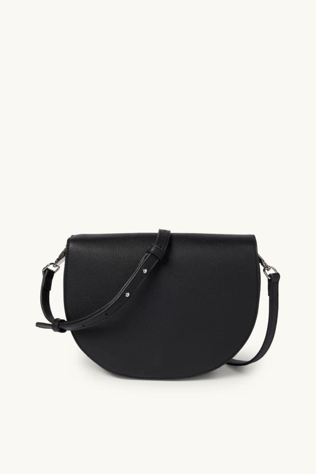 Damen - Umhängetasche mit abnehmbarem Taschengurt - Lederimitat - schwarz