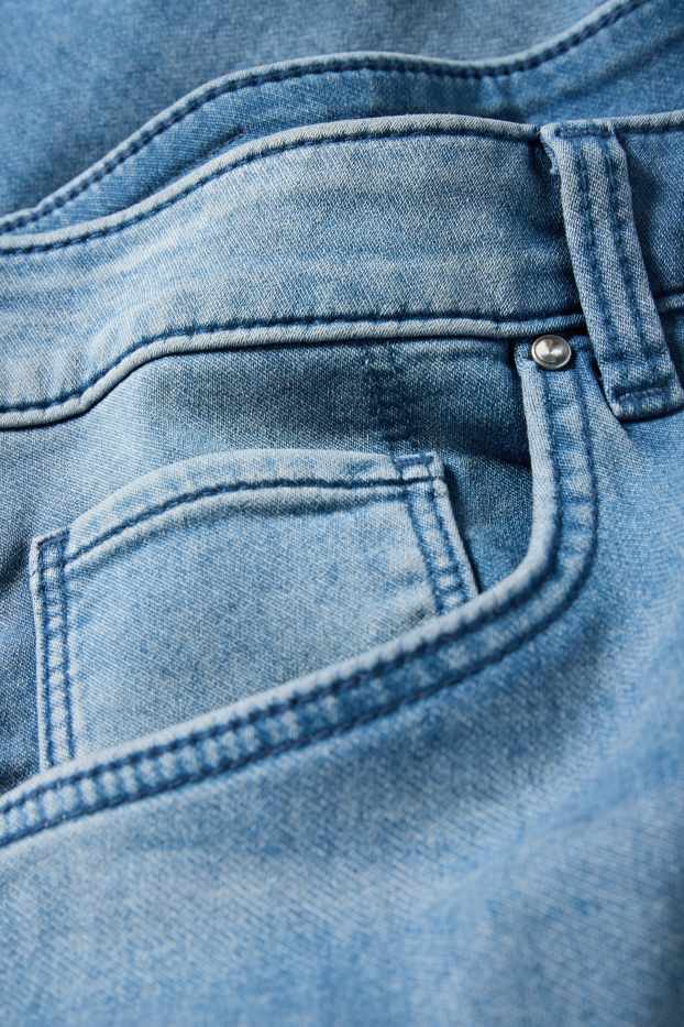 Dámské - Džínové bermudy - mid waist - jog denim - modrá