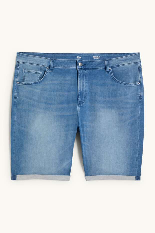 Dámské - Džínové bermudy - mid waist - jog denim - modrá