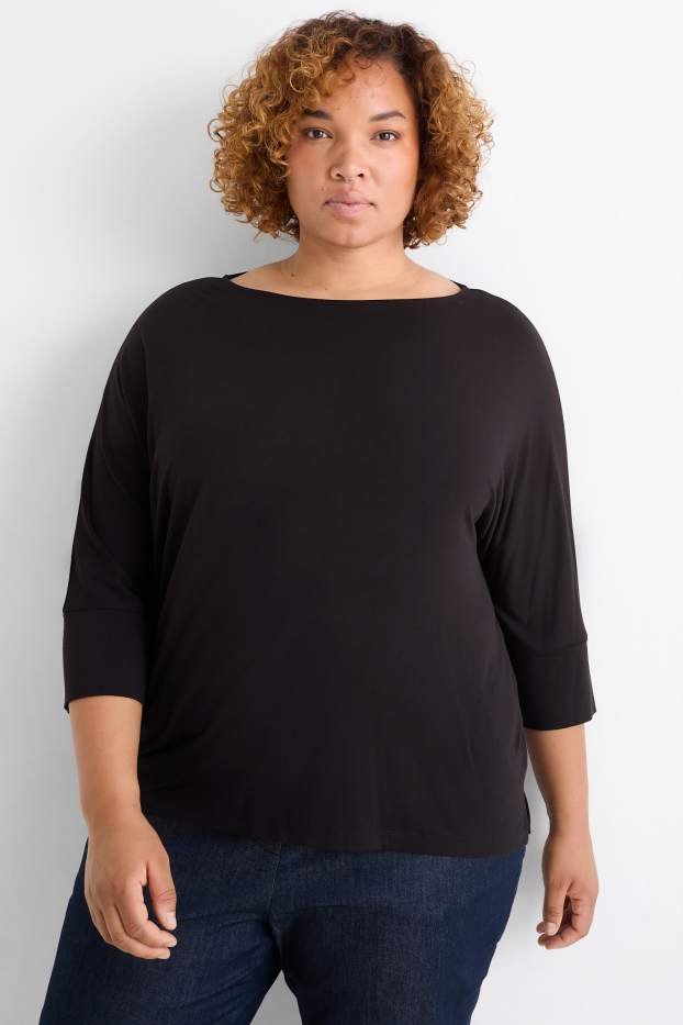 Damen - Langarmshirt - Regular Fit - schwarz