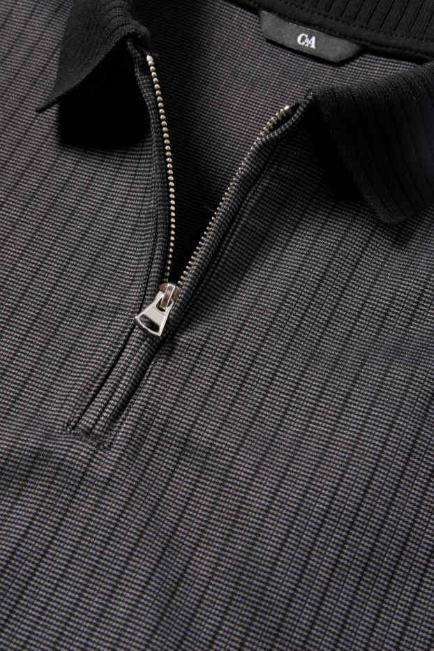 Bărbați - Tricou polo - regular fit - reiat - negru