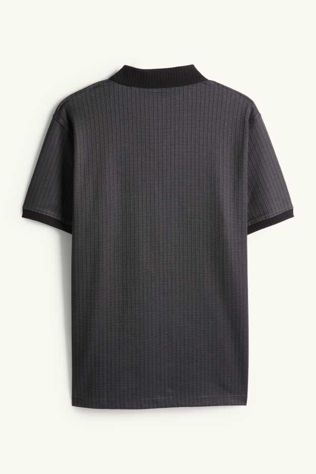 Bărbați - Tricou polo - regular fit - reiat - negru