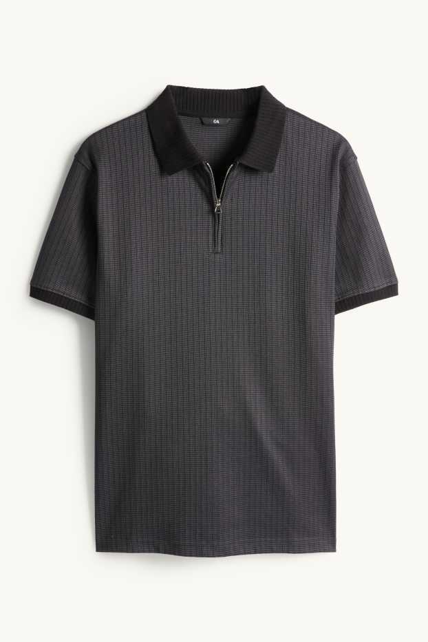 Bărbați - Tricou polo - regular fit - reiat - negru