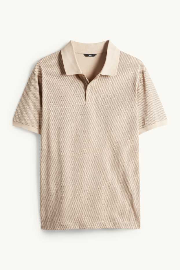 Heren - Poloshirt - regular fit - met patroon - beige