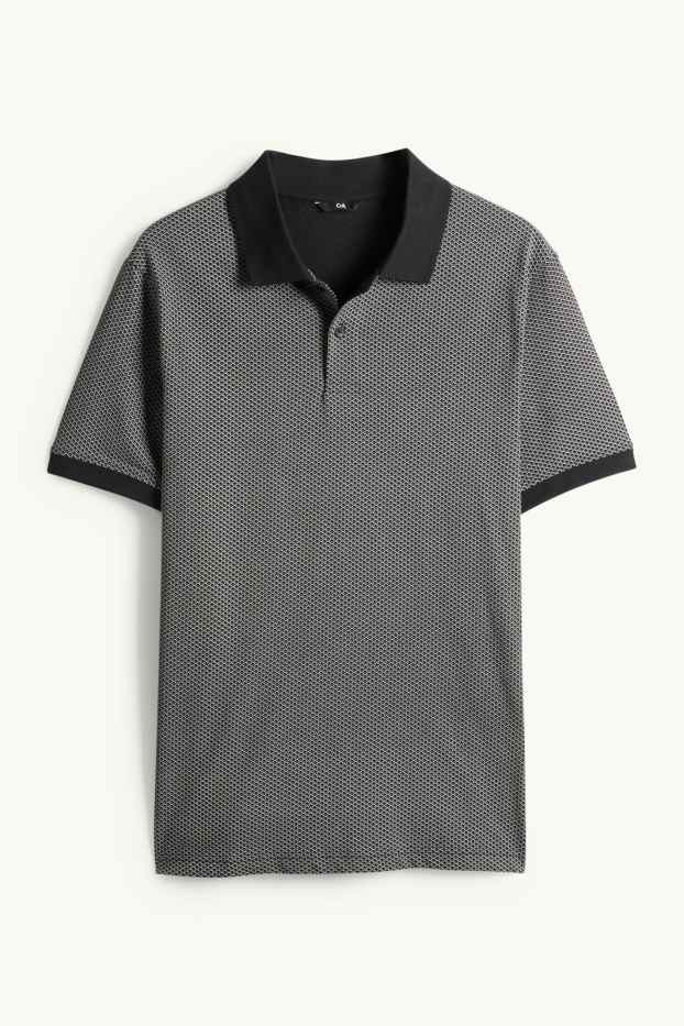 Heren - Poloshirt - regular fit - met patroon - zwart