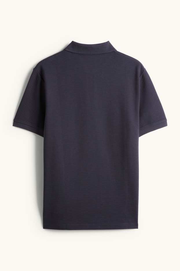 Pánské - Polokošile - regular fit - žebrovaná - tmavomodrá