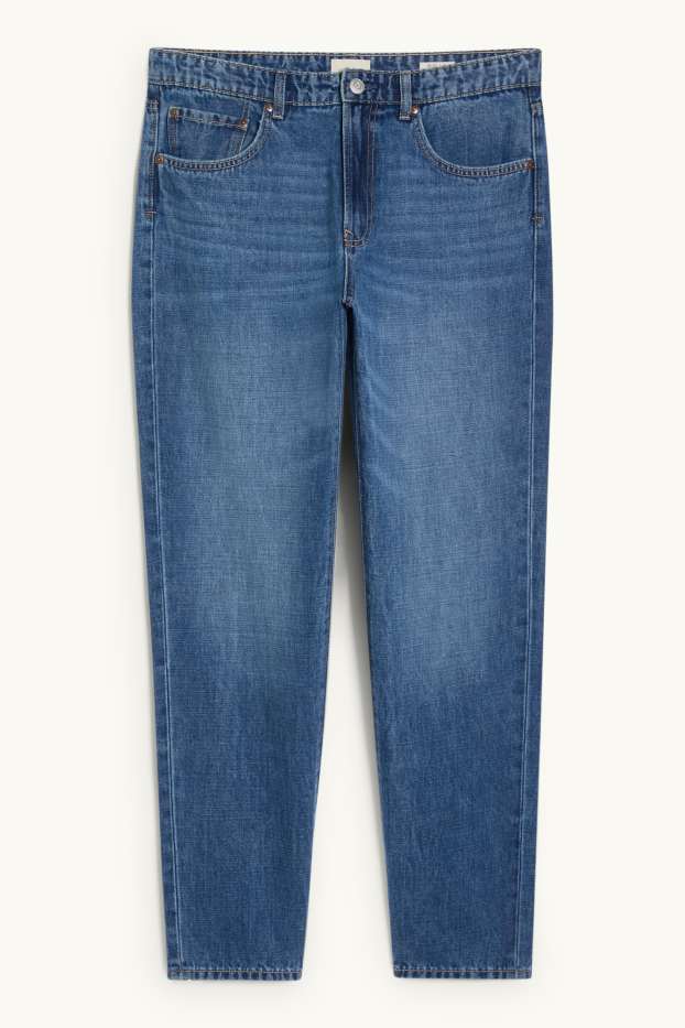 Men - Relaxed tapered jeans with linen content - blue