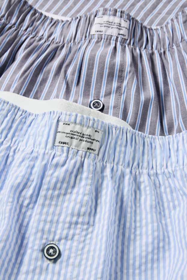 Heren - Set van 2 - boxershort - geweven - gestreept - lichtblauw