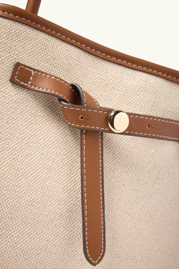 Dámské - Malá kabelka shopper s odnímatelným popruhem - béžová