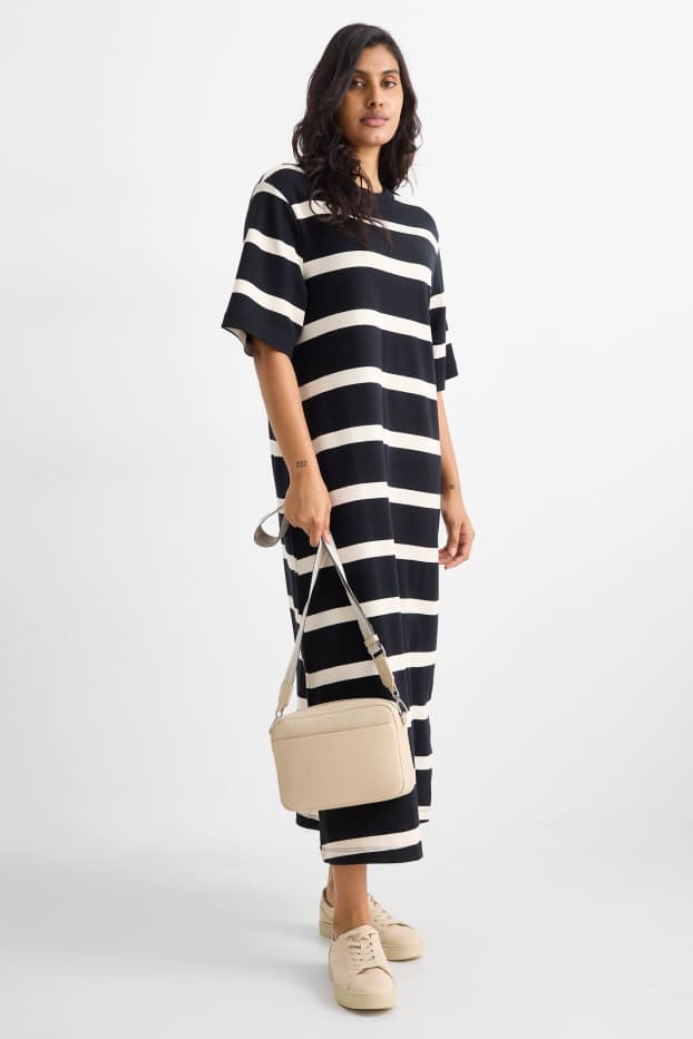 Damen - Umhängetasche mit abnehmbarem Taschengurt - Lederimitat - hellbeige