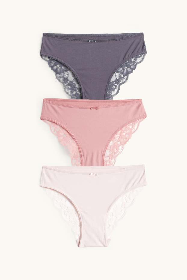 Femmes - Lot de 3 - culottes - rose