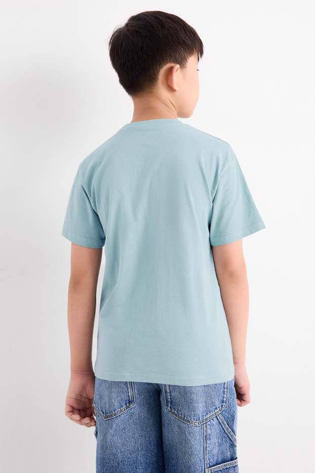 Enfants garçons - Lot de 3 - baskets et skateur - T-shirt - bleu clair