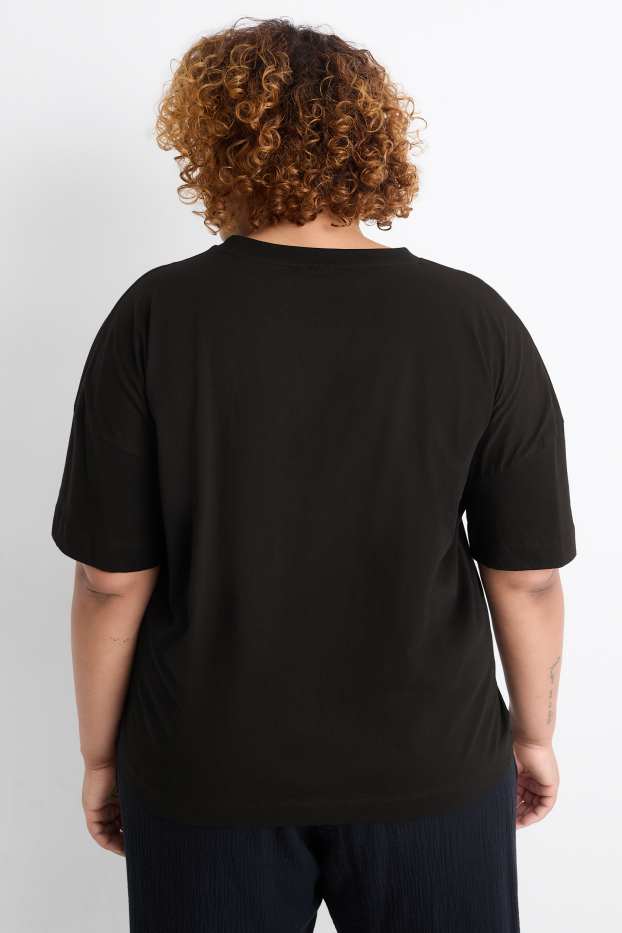 Damen - T-Shirt - Regular Fit - Glanz-Effekt - Peanuts - schwarz