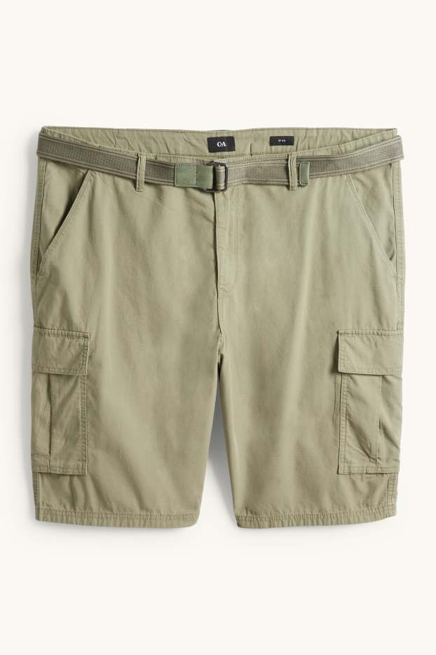 Herren - Cargo-Shorts mit Gürtel - strukturiert - grün