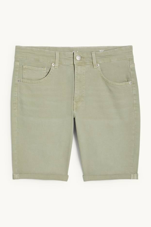 Uomo - Shorts di jeans - slim fit - verde chiaro