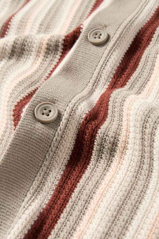 Heren - Gebreid overhemd - regular fit - reverskraag - gestreept - gekleurd