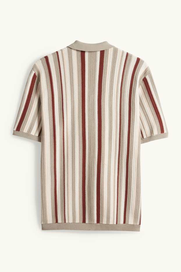 Heren - Gebreid overhemd - regular fit - reverskraag - gestreept - gekleurd