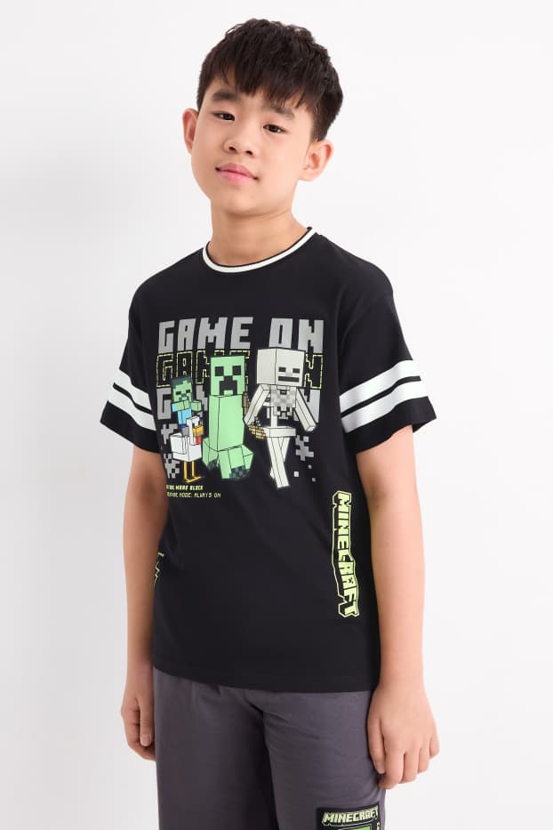 Enfants garçons - Minecraft - ensemble - T-shirt et short - 2 pièces - noir