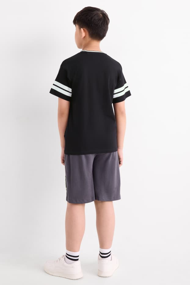 Enfants garçons - Minecraft - ensemble - T-shirt et short - 2 pièces - noir