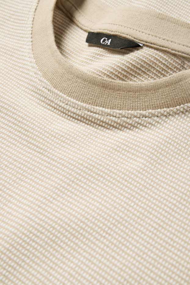 Heren - T-shirt - regular fit - met structuur - beige