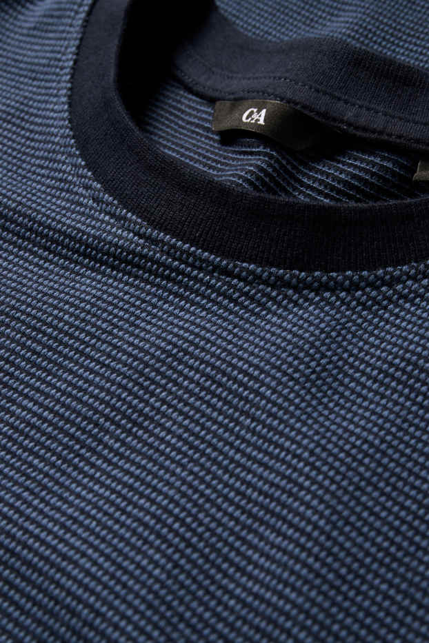 Heren - T-shirt - regular fit - met structuur - donkerblauw