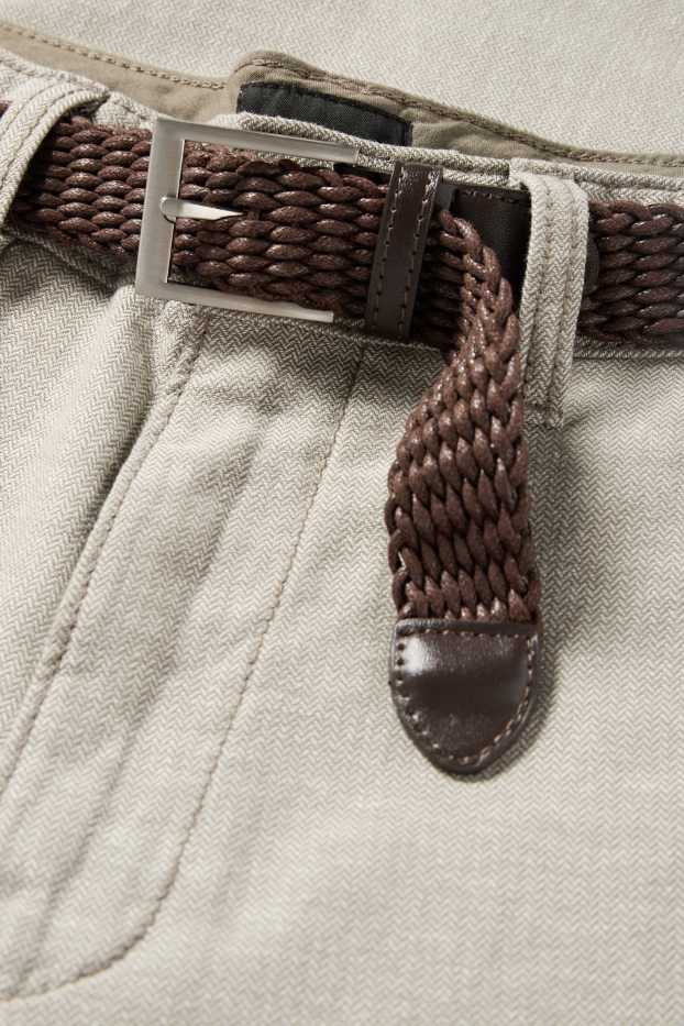 Hommes - Chino avec teneur en lin et ceinture - regular fit - beige