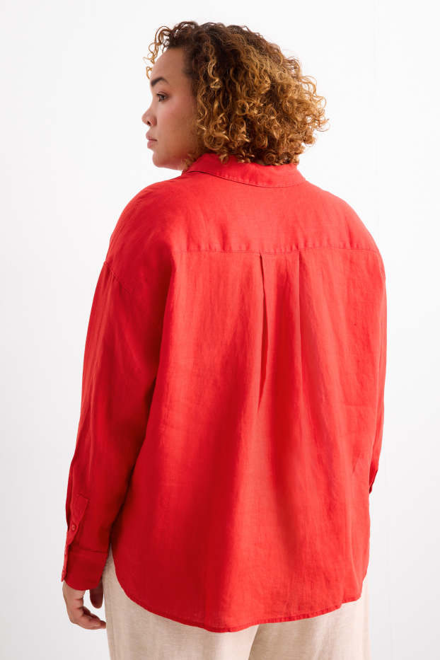 Femmes - Chemisier en lin - rouge