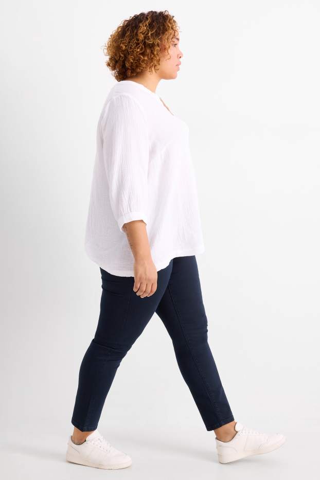 Dames - Slim jeans - mid waist - donkerblauw