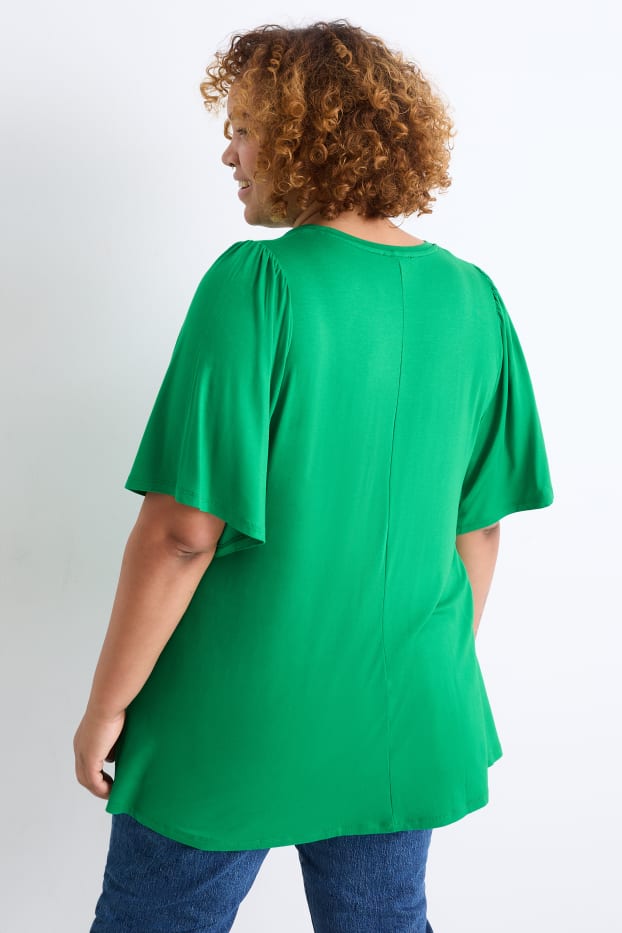 Damen - T-Shirt mit V-Ausschnitt - grün