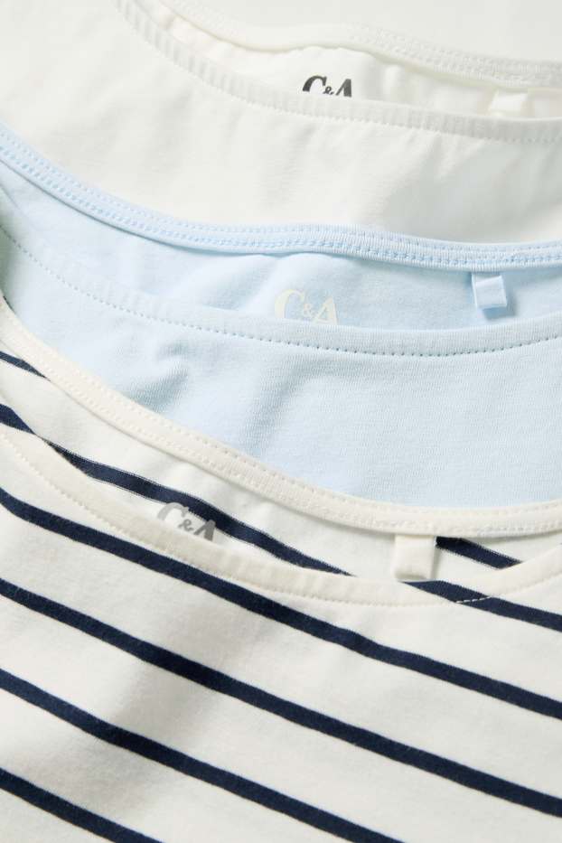 Kinderen: meisjes - Set van 3 - T-shirt - wit / zwart