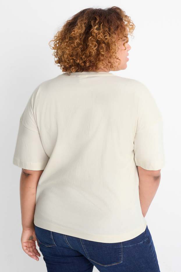 Damen - T-Shirt - Regular Fit - Glanz-Effekt - Peanuts - beige