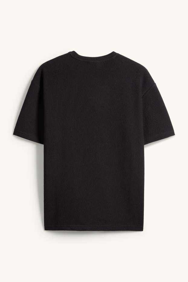 Pánské - Tričko - relaxed fit - strukturované - černá