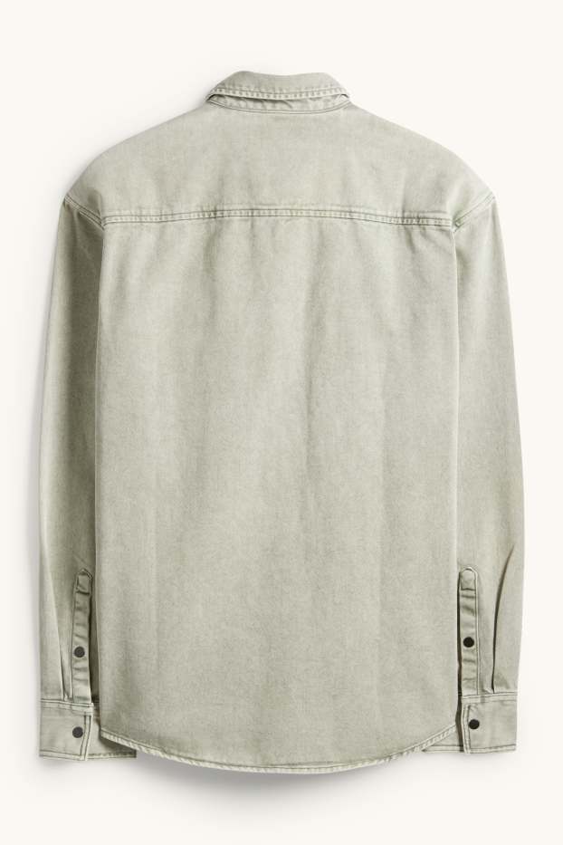 Hommes - Chemise en jean - relaxed fit - col kent - vert clair