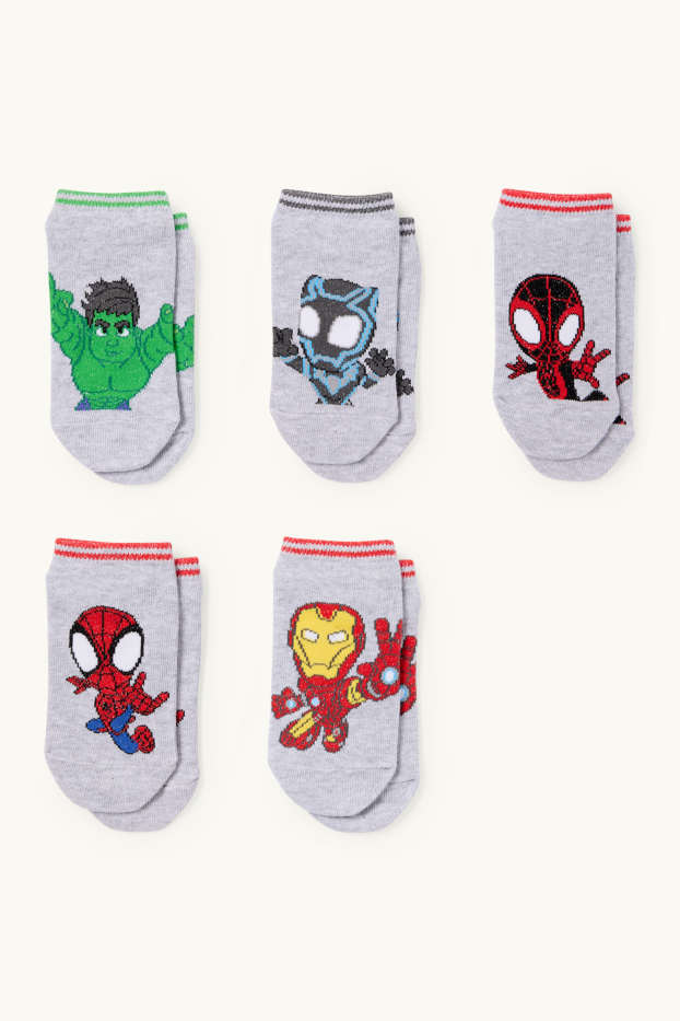 Kinder Jungen - Multipack 5er - Spidey - Sneakersocken mit Motiv - hellgrau