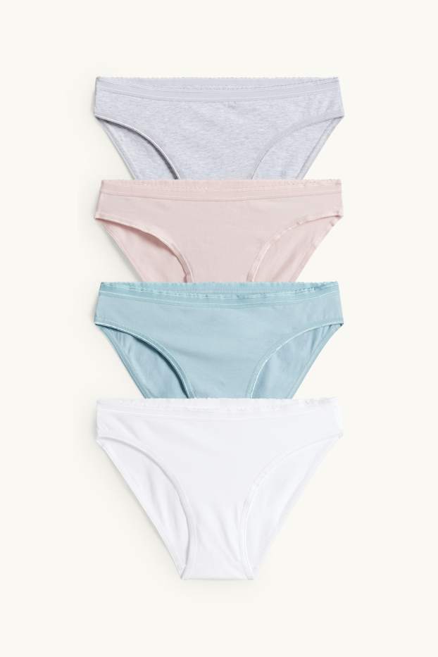 Donna - Confezione da 4 - slip - bianco / turchese
