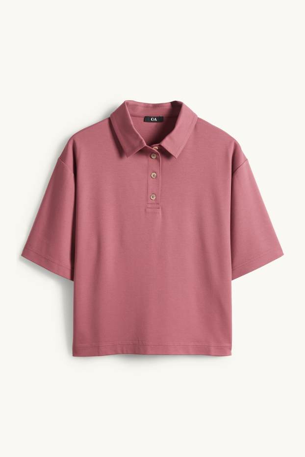 Damen - Poloshirt - Relaxed Fit - dunkelrosa